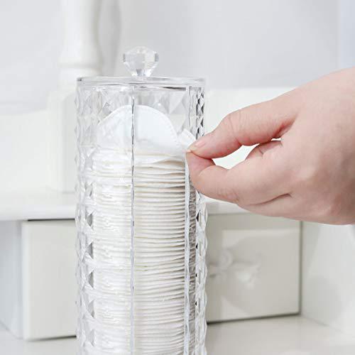 Luxspire acrylic makeup cotton pad holder, luxspire clear diamond pattern cotton pads organizer dispenser bathroom jars for round cott