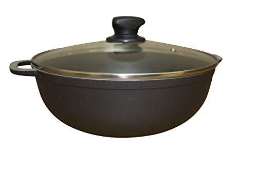 imusa usa black 3.5qt nonstick caldero with glass lid and steam vent (dutch oven), 3.5-quarts