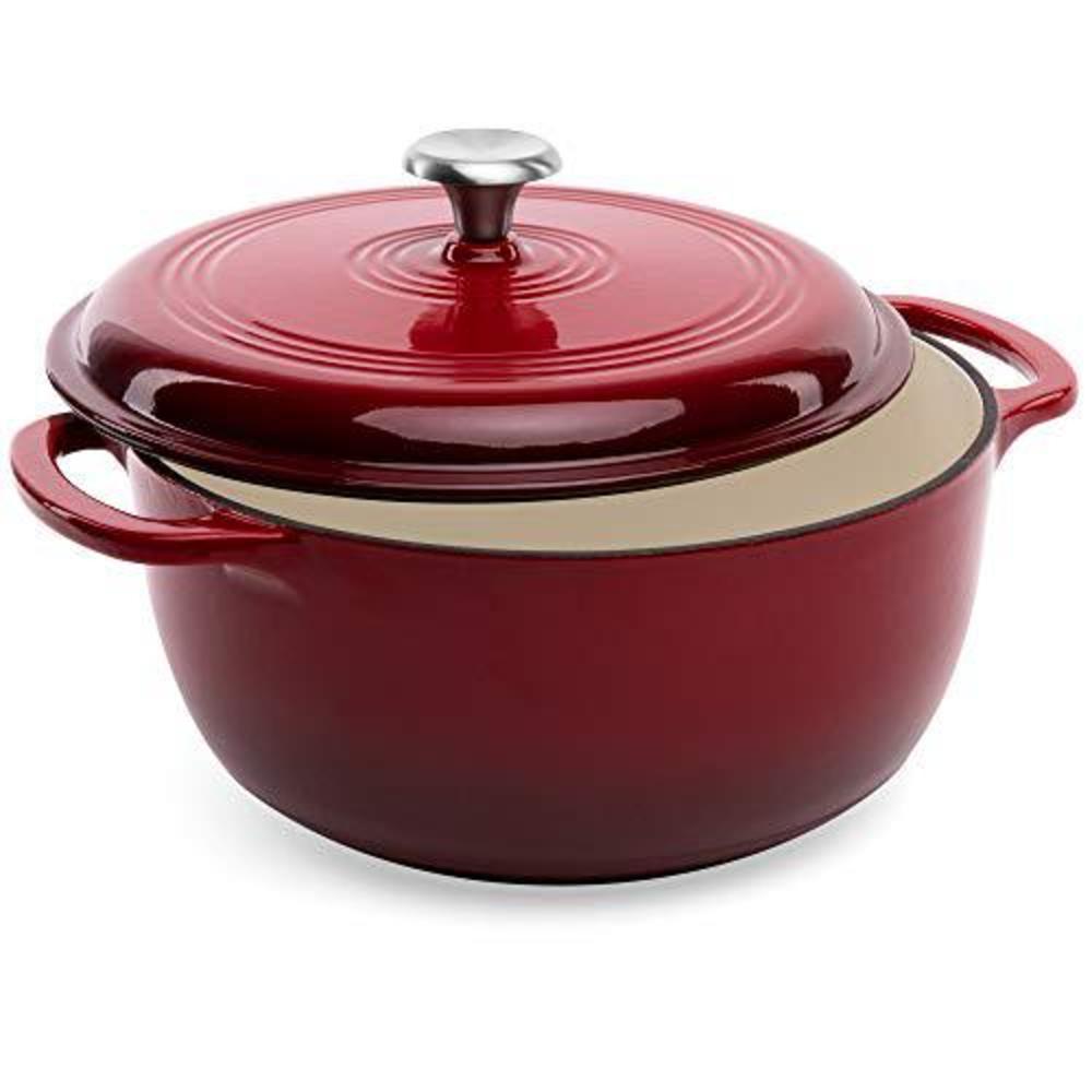 best choice products 6qt ceramic non-stick heavy-duty cast iron dutch oven w/enamel coating, side handles for baking, roastin