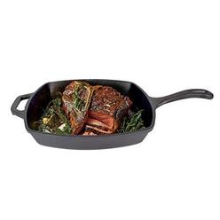 jim beam jb0217 10.5" pre seasoned cast iron square skillet for grill, gas, oven, electric, induction and glass", black