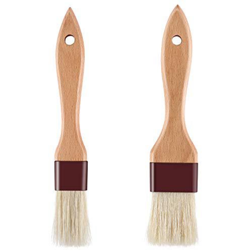 Saizone 1 inch & 1.5 inch pastry brush natural boar bristle basting brush kitchen oil brush with beech wooden handle and hanging rope