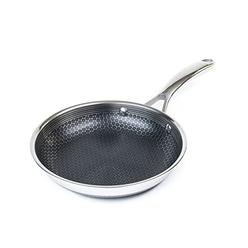 Hexclad 8 Inch Hybrid Stainless Steel Frying Pan with Stay-cool Handle - PFOA Free, Dishwasher and Oven Safe, Non Stick, Works w
