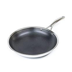 hexclad 10 inch hybrid stainless steel frying pan with stay-cool handle - pfoa free, dishwasher and oven safe, non stick, wor