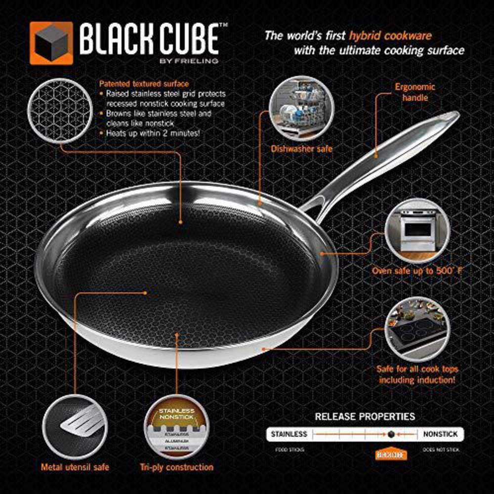 black cube hybrid quick release stainless/nonstick cookware 7 piece set