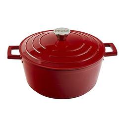 imusa usa, red 5 quart cast aluminum dutch oven with stainless steel knob