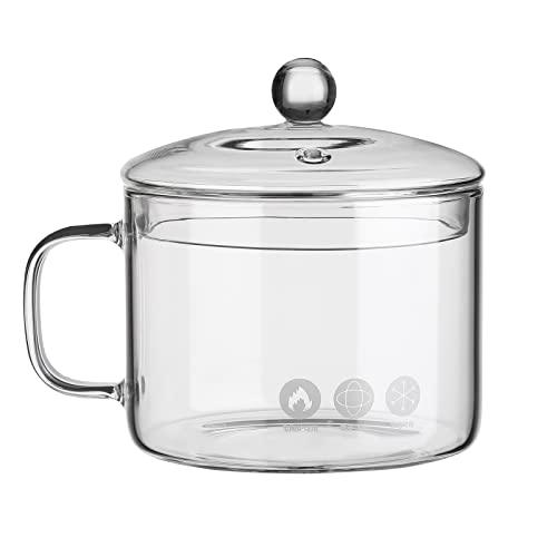 upkoch clear glass cooking pot heat resistant stovetop pot cooking saucepan  multi-function stew pot for home kitchen restaura