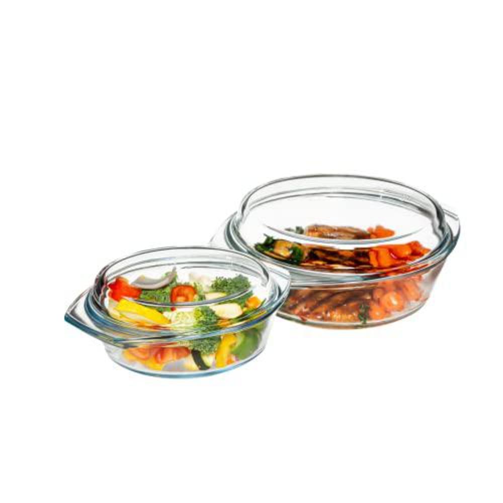simax glass casserole dish set with lids: 2-piece glass baking dishes for oven with glass lids - glass casserole dish with li
