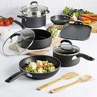 Goodful goodful 12 piece cookware set with premium non-stick coating, dishwasher  safe pots and pans, tempered glass steam vented lids