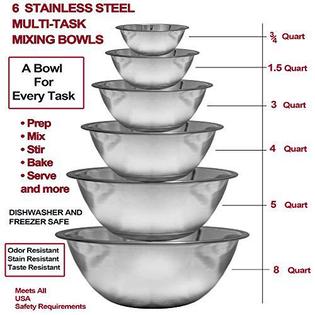 Homearray stainless steel mixing bowls set (set of 6) - polished mirror kitchen  bowls, nesting bowls for