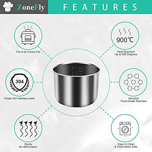 6qt Power Cooker XL Replacement Inner Pot Stainless Steel Compatible with 6 Qua
