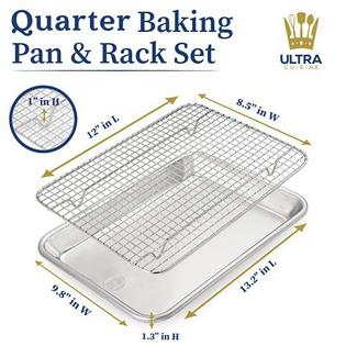 Ultra Cuisine oven-safe baking pan with cooling rack set - quarter sheet pan  size - includes premium