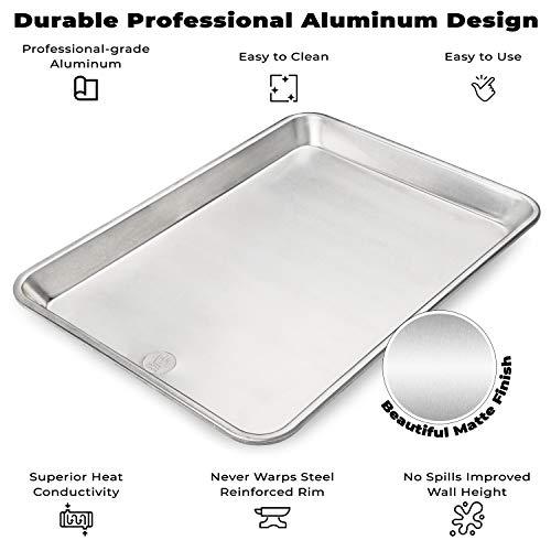 Ultra Cuisine oven-safe baking pan with cooling rack set - quarter sheet pan size - includes premium aluminum baking sheet and 100% stainle