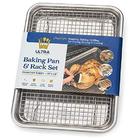 Ultra Cuisine oven-safe baking pan with cooling rack set - quarter sheet pan  size - includes premium aluminum baking sheet and 100% stainle