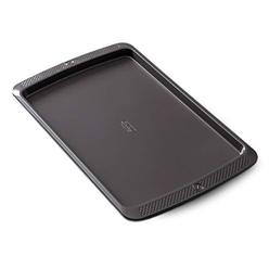 saveur selects rimmed baking sheet, 11-inch by 17-inch, non-stick, warp-resistant carbon steel, dishwasher safe, artisan bake