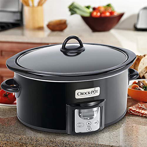 crock-pot 4 2091290 quart capacity intelligent count down timer slow cooker small kitchen appliance, black