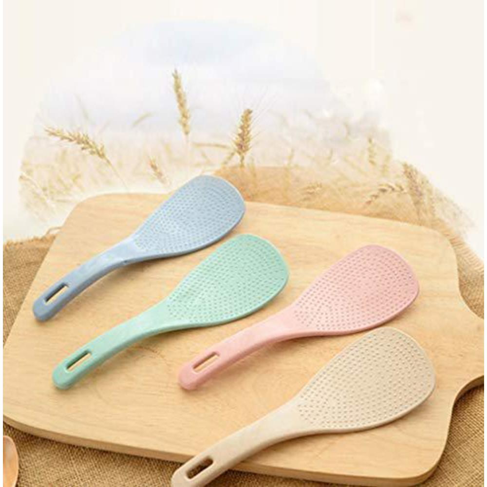 woiwo 4 pcs creative kitchen rice scoop with wheat straw rice spoon tableware electric rice cooker rice shovel electric rice 