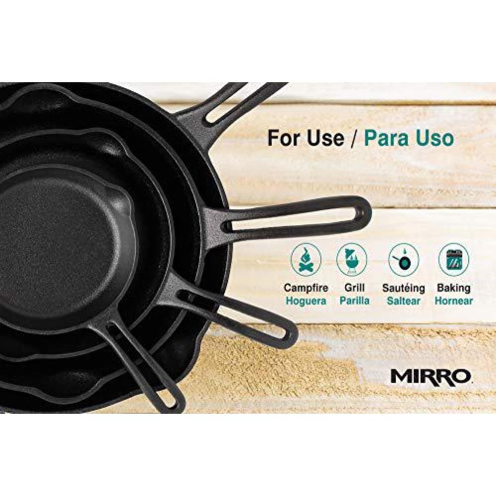 mirro mir-19051 8" pre-seasoned ready to use round cast iron pre-seasoned skillet, black