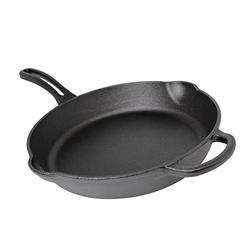 mirro mir-19052 10" pre-seasoned ready to use round cast iron skillet with helper handle, black