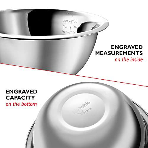 joytable 14 piece mixing bowls with measuring cups and spoons set - premium stainless steel mixing bowls set - nesting & stab