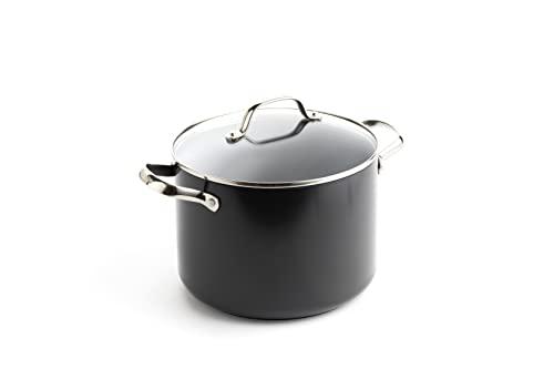 Green Pan greenpan valencia pro hard anodized healthy ceramic nonstick 8qt stock  pot with lid, pfas-free, induction, dishwasher safe, o