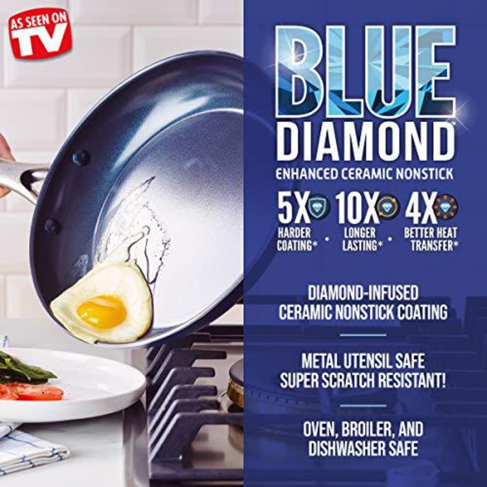 blue diamond cookware diamond infused ceramic nonstick 20 piece cookware bakeware pots and pans set, pfas-free, dishwasher sa