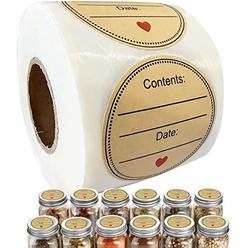 Wootile canning jar stickers 2'' kraft round shape spice labels for jar lids - natural brown kraft stickers for canning labels 500 pc