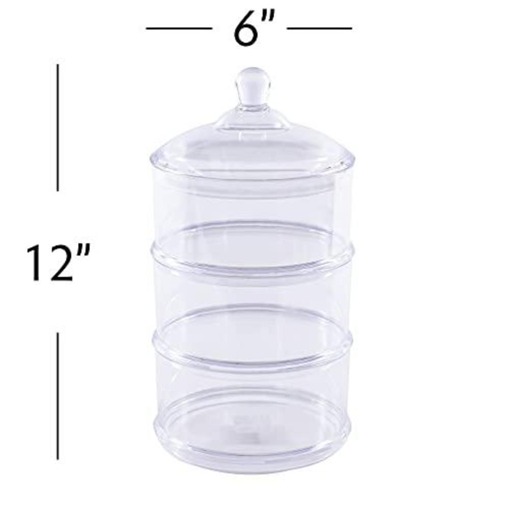 decorfest 3-tier stackable plastic candy jar with lid premium acrylic plastic bpa-free, decorative canister organizer apothec