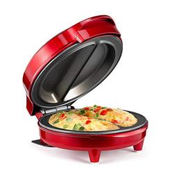 holstein housewares - non-stick omelet & frittata maker, metallic red/stainless steel - makes 2 individual portions quick & e
