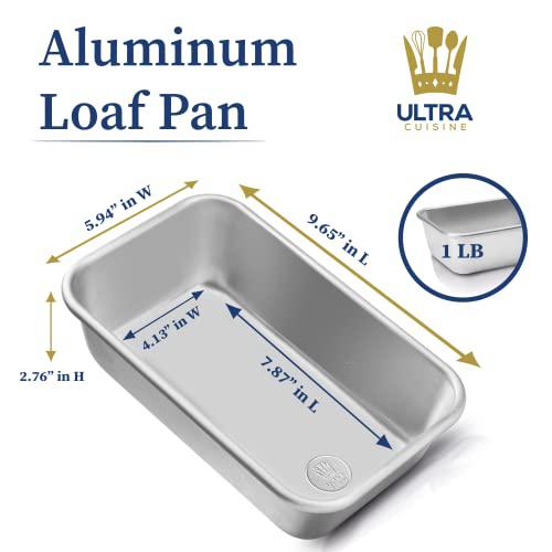 ultra cuisine aluminum loaf pan for baking bread - 9.5x5 inch loaf pan, 1lb - easy clean, quality, durable bread tin - commer