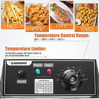 AKEYDIY RNAB095YS2YZP electric deep fryer with basket & lid, 1700w 6l  stainless steel commercial frying machine, countertop french fryer with  tempe
