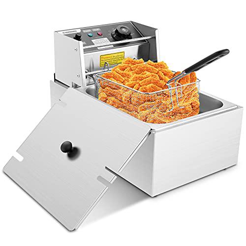 dreamvan deep fryer, 1700w electric deep fryer with basket, stainless steel, adjustable temperature, 6 liters oil capacity im