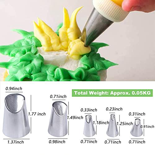 suuker 5pcs rose flower piping tips set,stainless steel chrysanthemum nozzles,crinkle cream laminating nozzle cupcake pastry 
