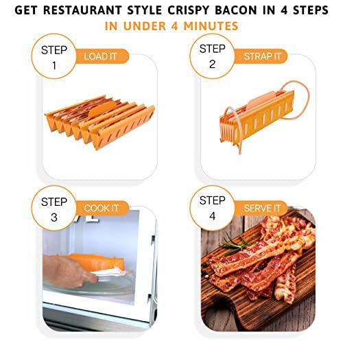 bad boy bacon maker bacon cooker for microwave oven, food-grade silicone microwave cookware breakfast maker, makes 6 slices o