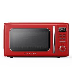 galanz glcmkz11rdr10 retro countertop microwave oven with auto cook & reheat, defrost, quick start functions, easy clean with