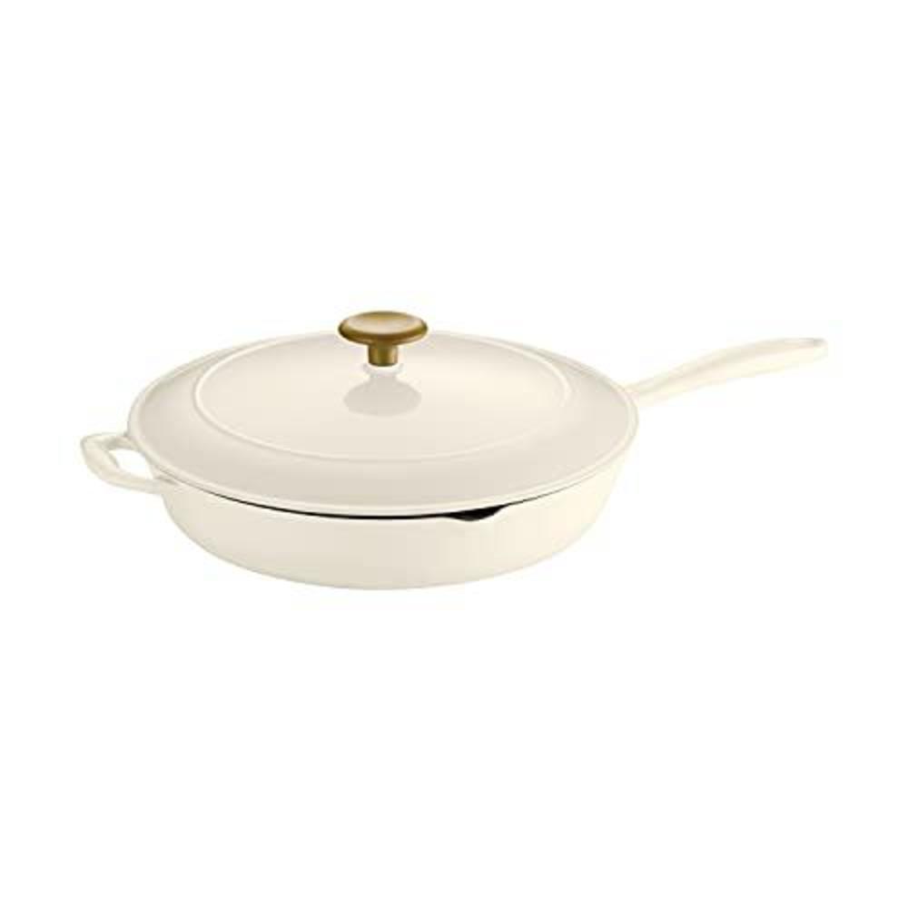 tramontina skillet cast iron 12 in latte with gold stainless steel knob, 80131/082ds