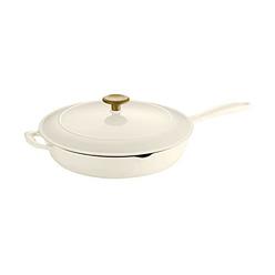 Tramontina Skillet cast Iron 12 in Latte with gold Stainless Steel Knob, 80131082DS