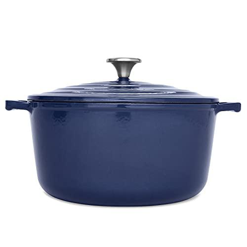 T-fal t-fal enameled cast iron round dutch oven with lid, 6 quart, blue