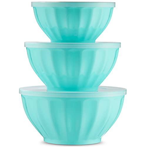 godinger mixing bowls with lids, plastic nesting bowls set, food storage bowls, microwave safe mixing bowl set, 3 bowls 3 lid