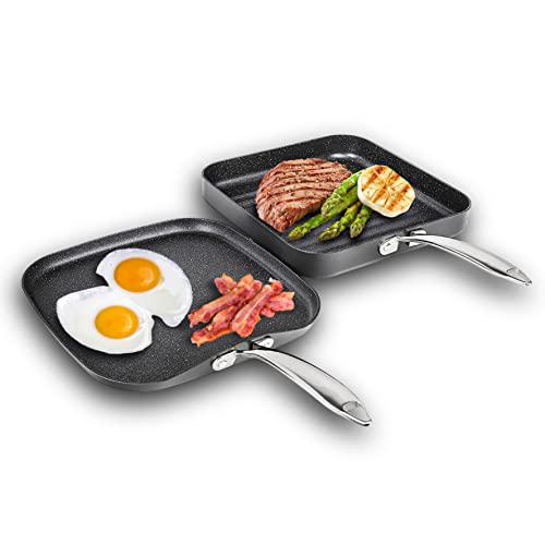 granitestone nonstick 10.5? grill and griddle combo pan, with ultra durable mineral and diamond triple coated surface, stay c