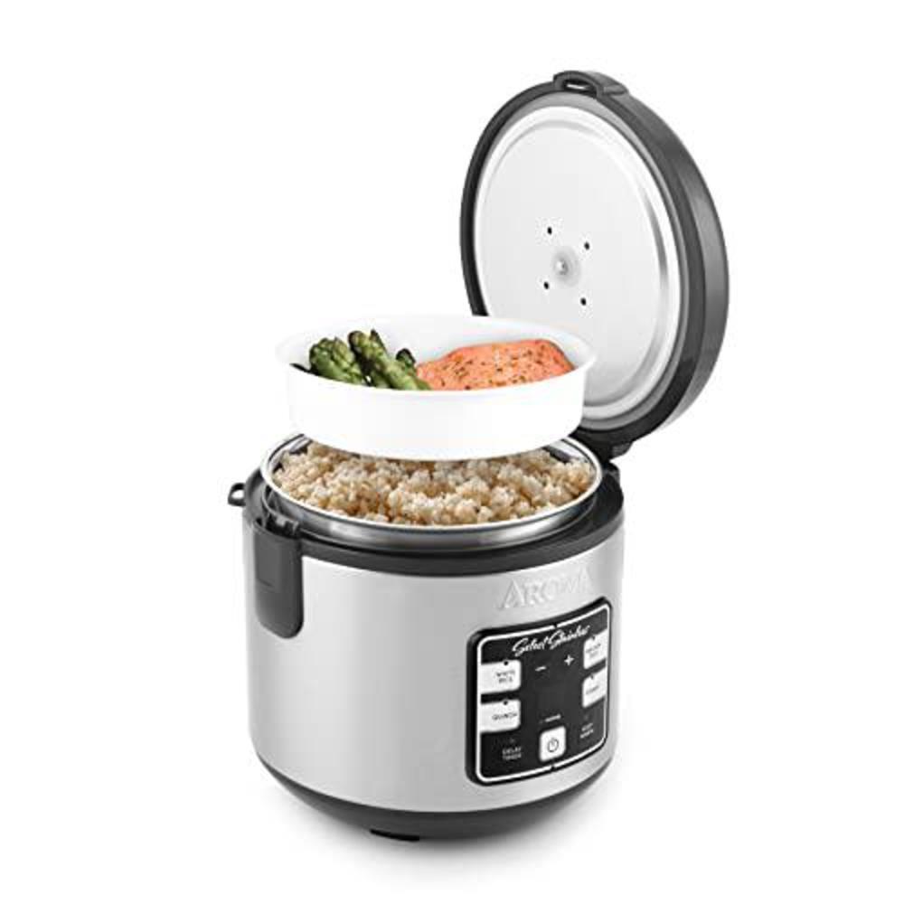 aroma housewares select stainless digital rice & grain multicooker, rice cooker 4 cup uncooked, (arc-914sbds)