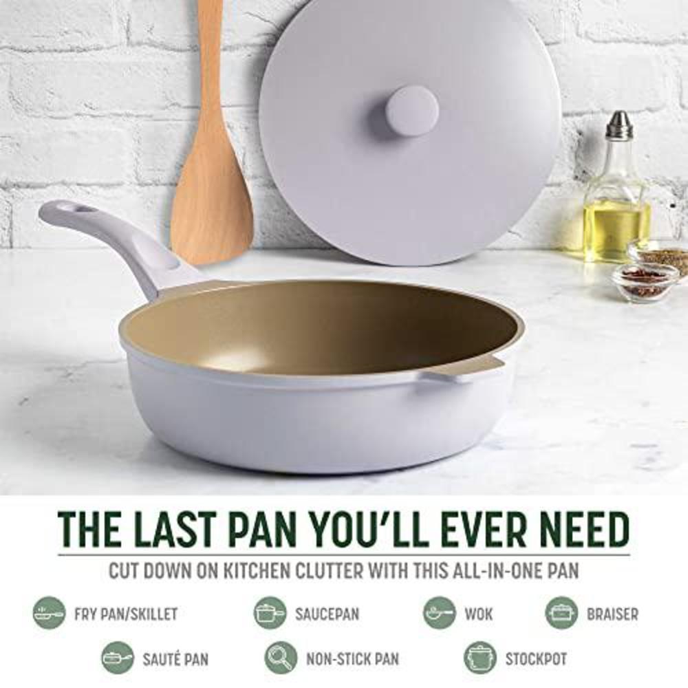 goodful all-in-one pan, multilayer nonstick, high-performance cast construction, multipurpose design replaces multiple pots a