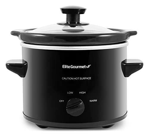 elite gourmet mst239x dishwasher-safe glass lid & ceramic pot electric slow cooker, adjustable temp, entrees, sauces, stews a