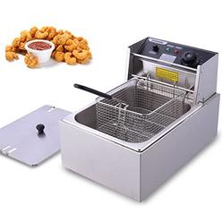 Wesoky deep fryer for the home with basket and lid, 1700w electric fryer with temperature control, stainless steel countertop oil fr