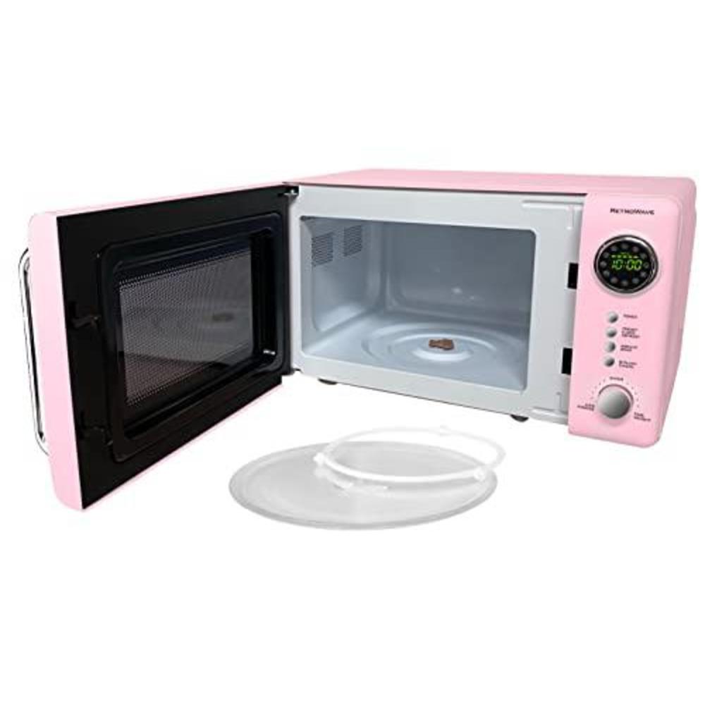 nostalgia retro 0.7 cubic foot 700-watt countertop microwave oven, cu. ft, pink