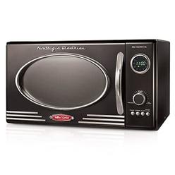 nostalgia retro countertop microwave oven, 0.9 cu. ft. 800-watts with led digital display, child lock, easy clean interior, c