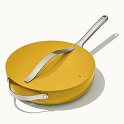 caraway nonstick ceramic saut pan with lid (4.5 qt, 11.8") - non toxic, ptfe & pfoa free - oven safe & compatible with all st