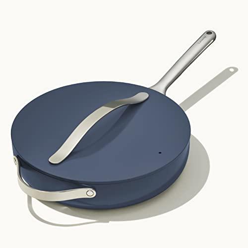 caraway nonstick ceramic saut pan with lid (4.5 qt, 11.8") - non toxic, ptfe & pfoa free - oven safe & compatible with all st