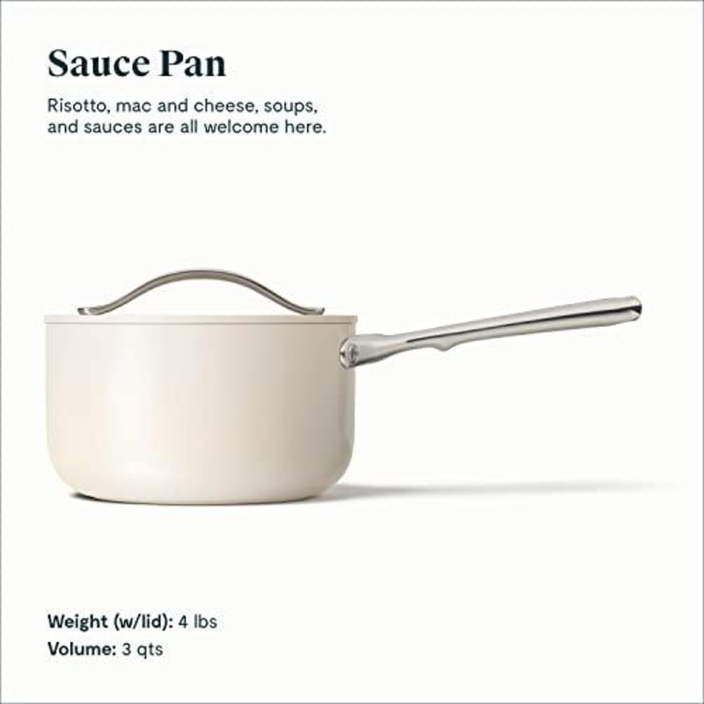 caraway nonstick ceramic sauce pan with lid (3 qt) - non toxic, ptfe & pfoa free - oven safe & compatible with all stovetops 