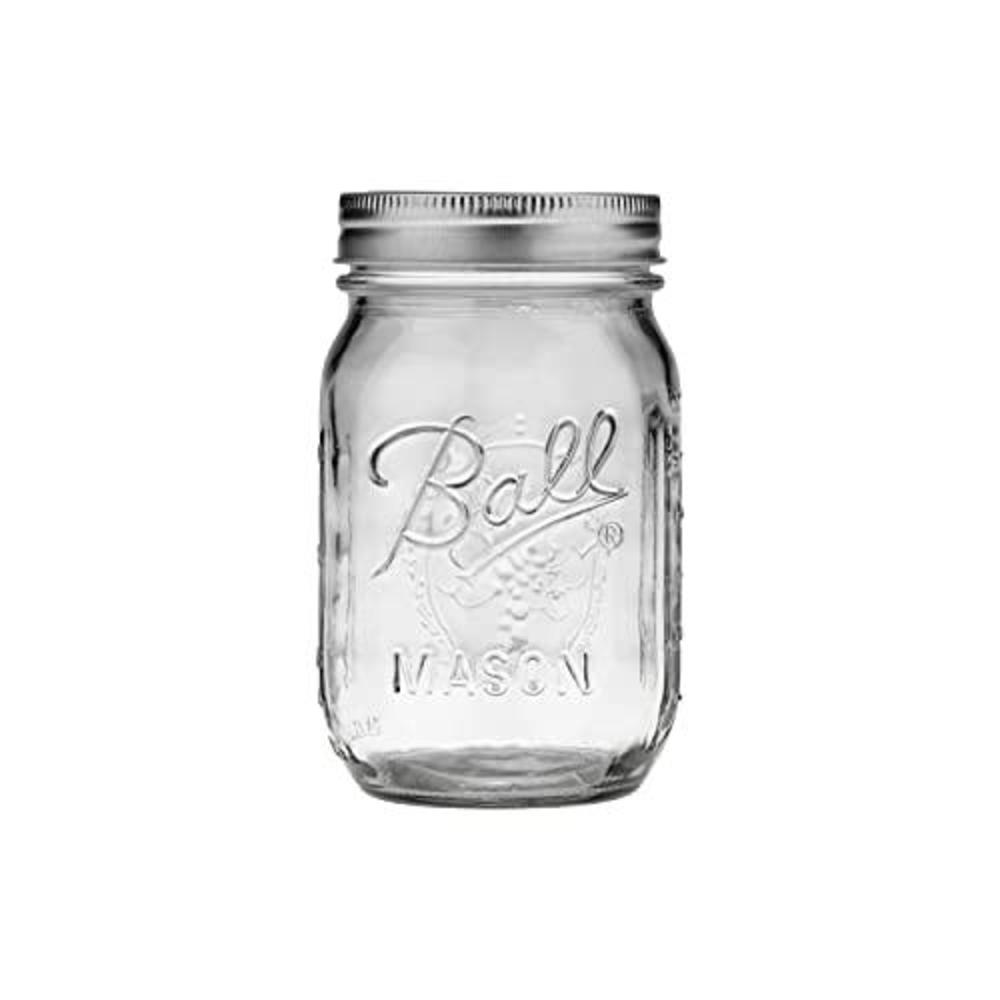 ball regular mouth pint (16 oz.) mason jars with lids & bands, for canning or drinkware, 8 count