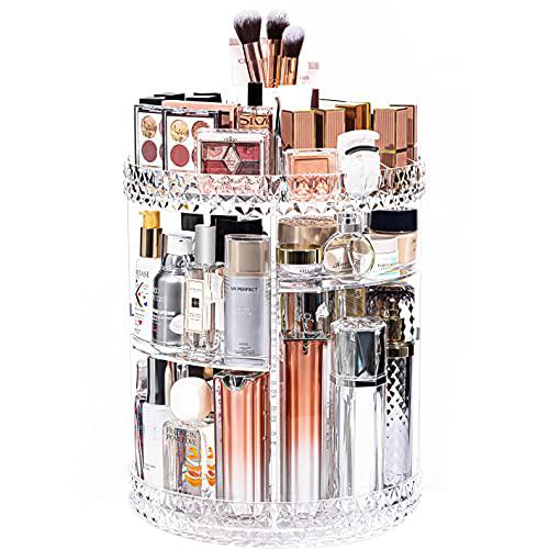 dreamgenius makeup organizer, 360 degree rotating cosmetic storage organizer, 7-layer adjustable makeup display case, fits je